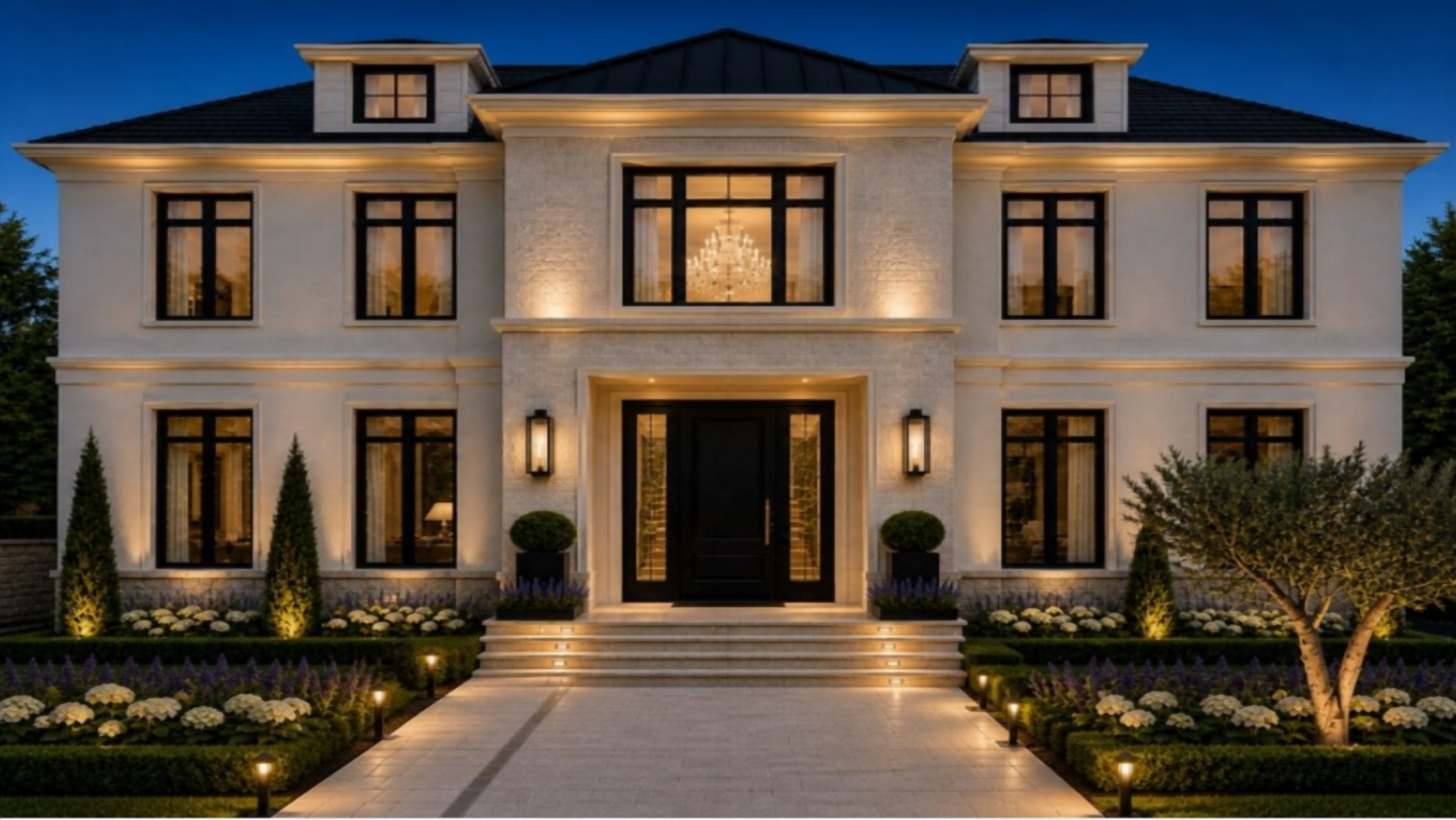 10 Oswego Lane — dramatic evening illumination