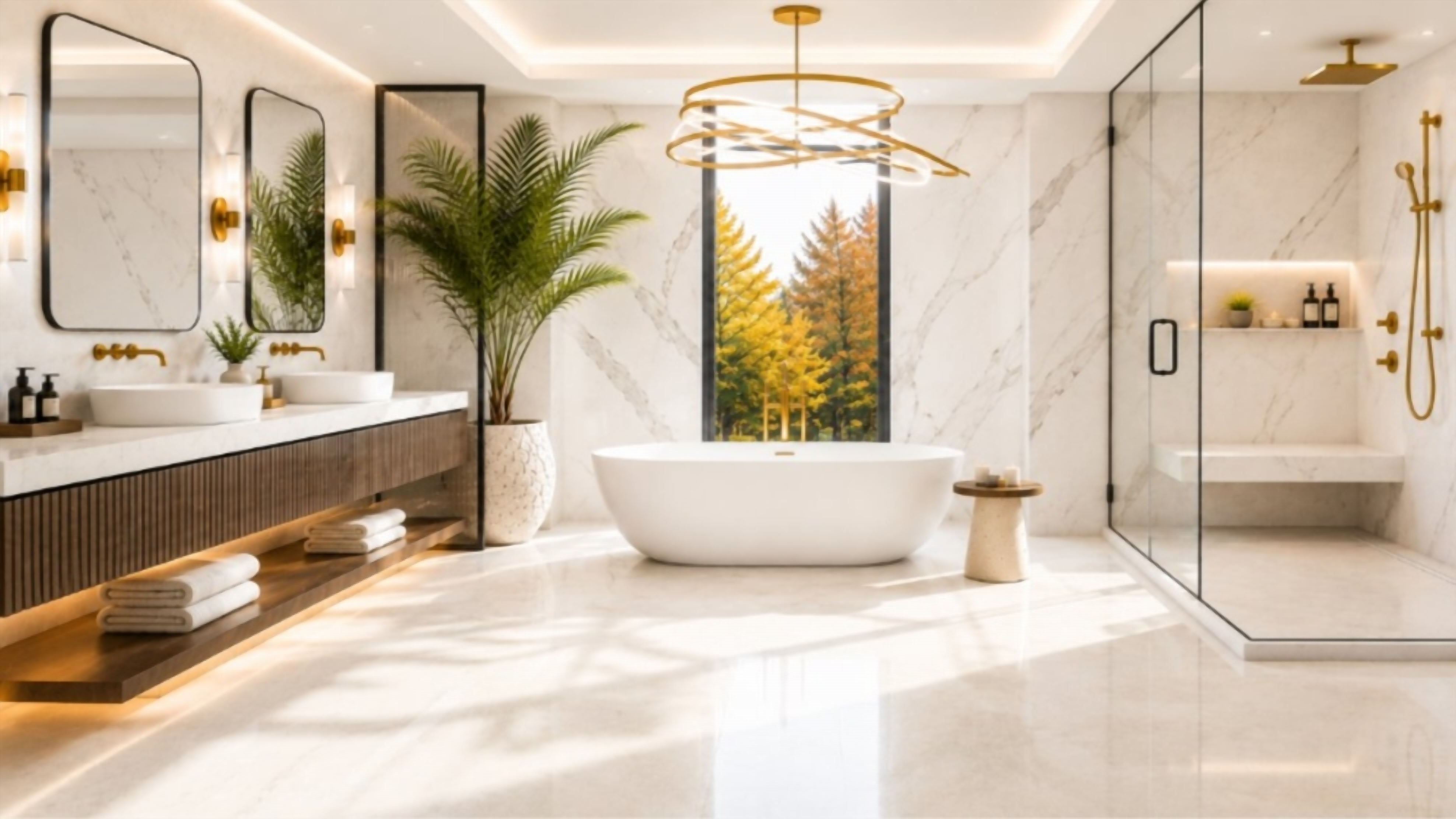 Spa-inspired primary bath with soaking tub