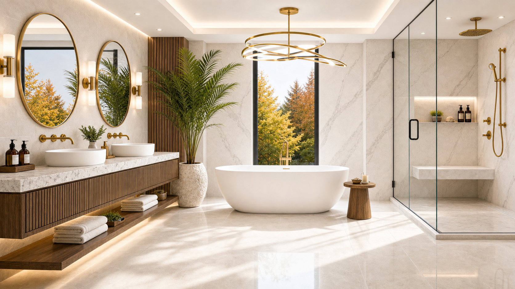Spa-inspired primary bath with soaking tub